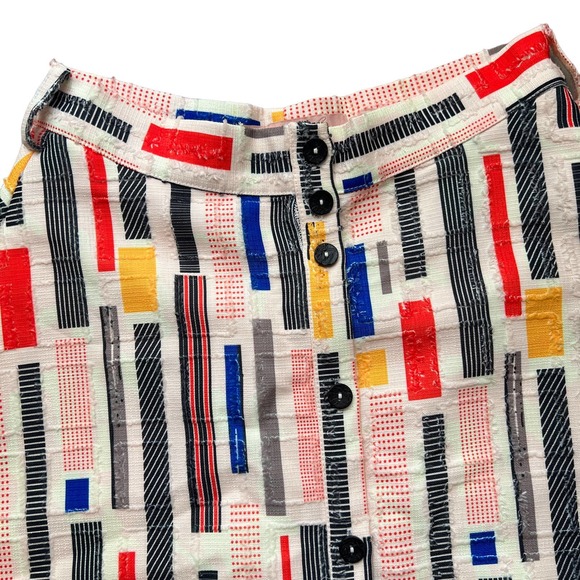 Anthropologie Hutch Willem A-Line Midi Skirt-Stripe-Women 4-Boho-Black-White-Red - Picture 5 of 12